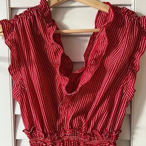 NWT MaxStudio Smocked Polkadot Romper with Pockets- Small